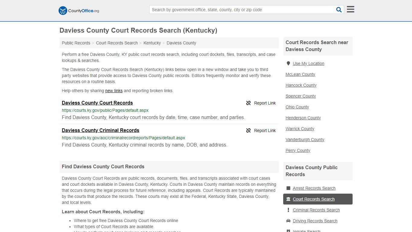 Daviess County Court Records Search (Kentucky) - County Office